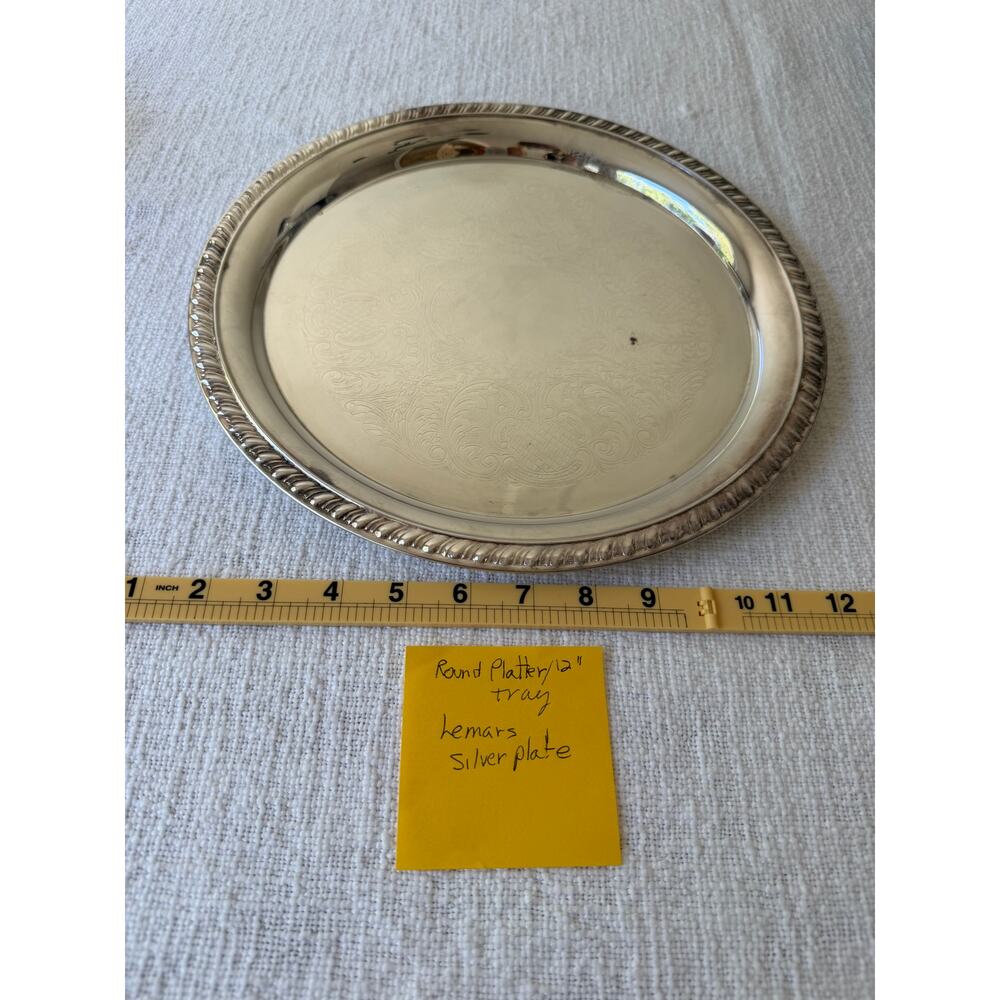 Vintage, Rogers 170, 12" Round Silver Tray - Picture 3 of 10